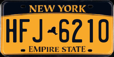 NY license plate HFJ6210