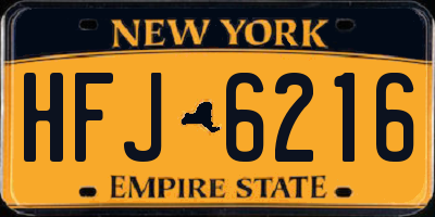 NY license plate HFJ6216