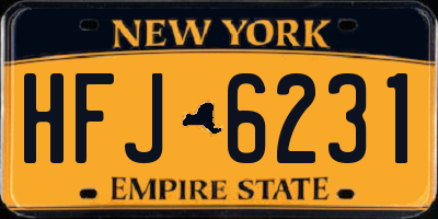 NY license plate HFJ6231