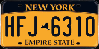 NY license plate HFJ6310