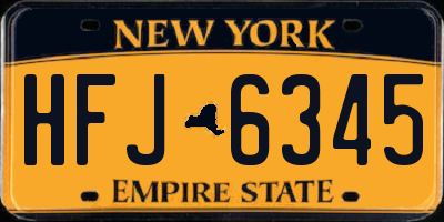 NY license plate HFJ6345