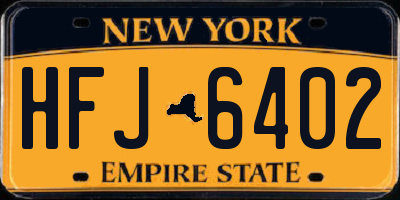 NY license plate HFJ6402