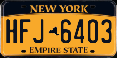 NY license plate HFJ6403