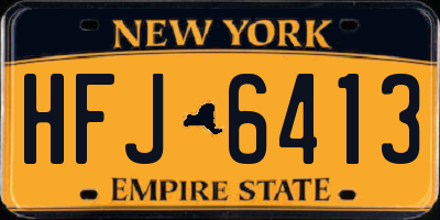 NY license plate HFJ6413