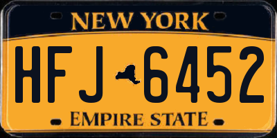 NY license plate HFJ6452