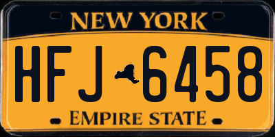NY license plate HFJ6458