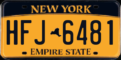 NY license plate HFJ6481