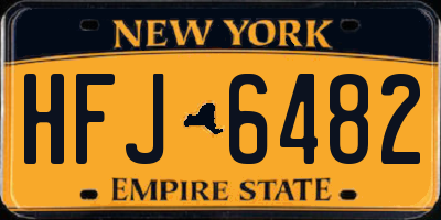 NY license plate HFJ6482