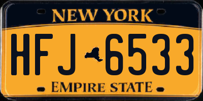 NY license plate HFJ6533