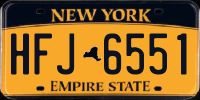 NY license plate HFJ6551