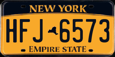 NY license plate HFJ6573