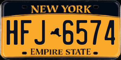 NY license plate HFJ6574