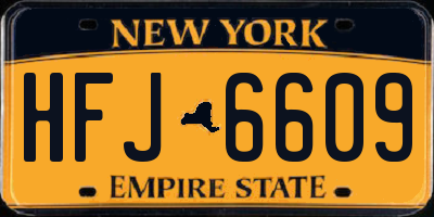 NY license plate HFJ6609