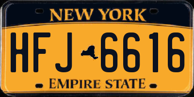 NY license plate HFJ6616