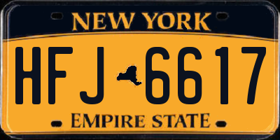 NY license plate HFJ6617