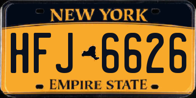 NY license plate HFJ6626