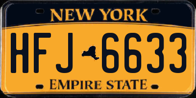 NY license plate HFJ6633