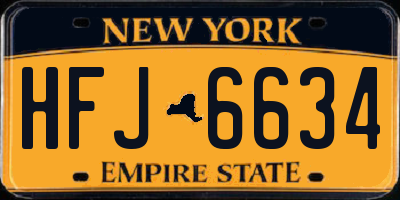 NY license plate HFJ6634