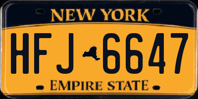 NY license plate HFJ6647