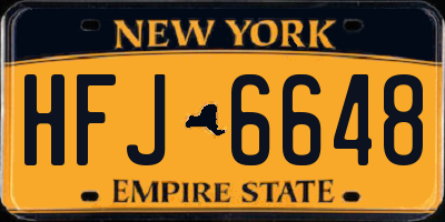 NY license plate HFJ6648