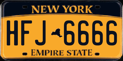 NY license plate HFJ6666