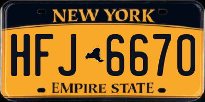 NY license plate HFJ6670