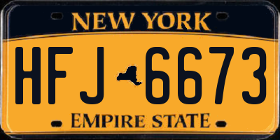 NY license plate HFJ6673
