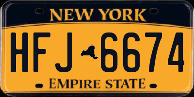 NY license plate HFJ6674