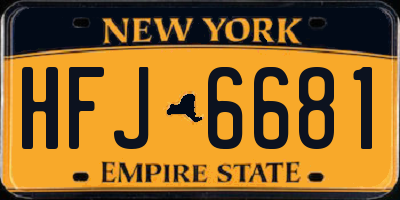 NY license plate HFJ6681
