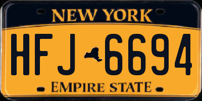 NY license plate HFJ6694