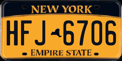 NY license plate HFJ6706