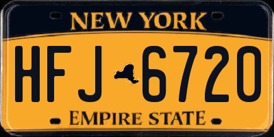 NY license plate HFJ6720