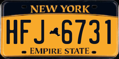 NY license plate HFJ6731