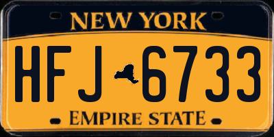 NY license plate HFJ6733