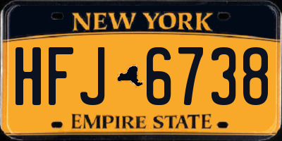 NY license plate HFJ6738