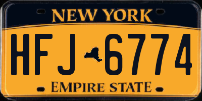 NY license plate HFJ6774