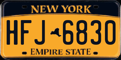 NY license plate HFJ6830
