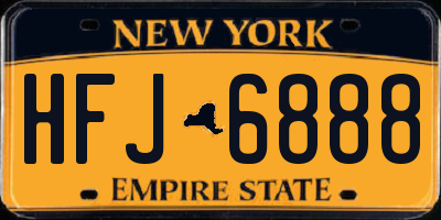 NY license plate HFJ6888