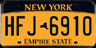 NY license plate HFJ6910