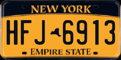NY license plate HFJ6913