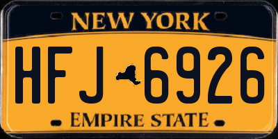 NY license plate HFJ6926