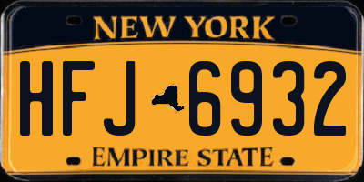 NY license plate HFJ6932