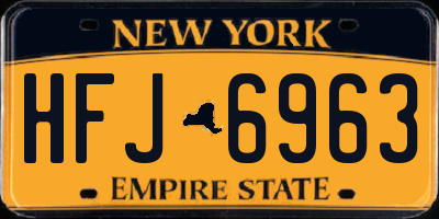 NY license plate HFJ6963