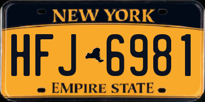 NY license plate HFJ6981