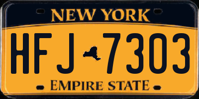 NY license plate HFJ7303