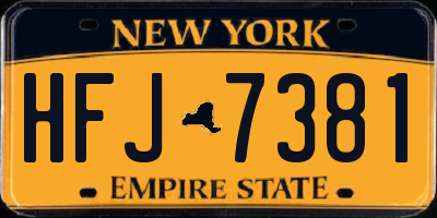 NY license plate HFJ7381