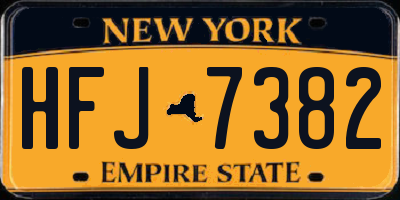 NY license plate HFJ7382