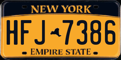 NY license plate HFJ7386