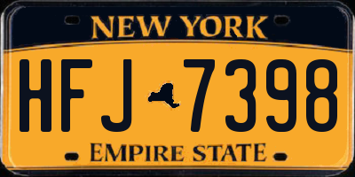 NY license plate HFJ7398