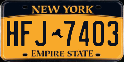 NY license plate HFJ7403